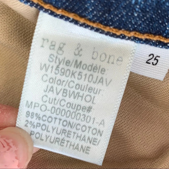 NWOT Rag & Bone Dre Slim Boyfriend Jean Java Blue w/Holes Raw Hem Distressed - Picture 9 of 11